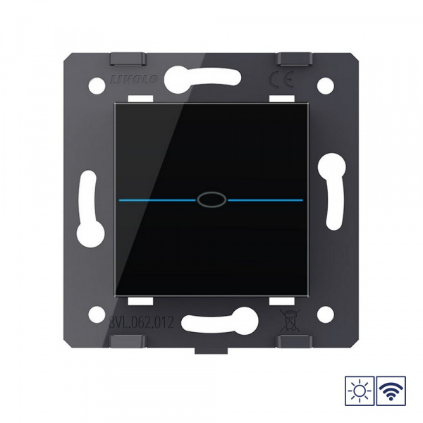 Одноклавишный сенсорный выключатель Livolo Quadro сухой контакт с функцией радиоуправления, цвет черный (механизм)
