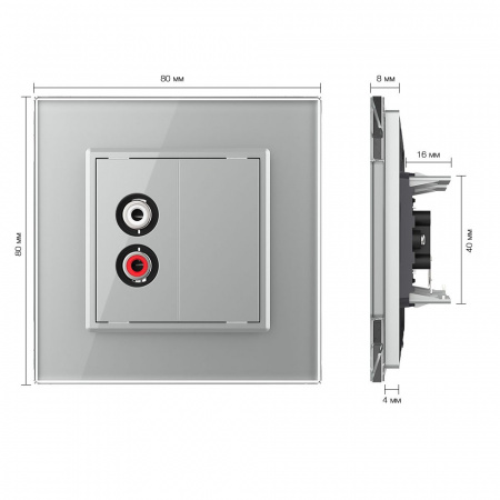 Розетка мультимедийная AUDIO RCA LIVOLO серая VL-C791AD-15