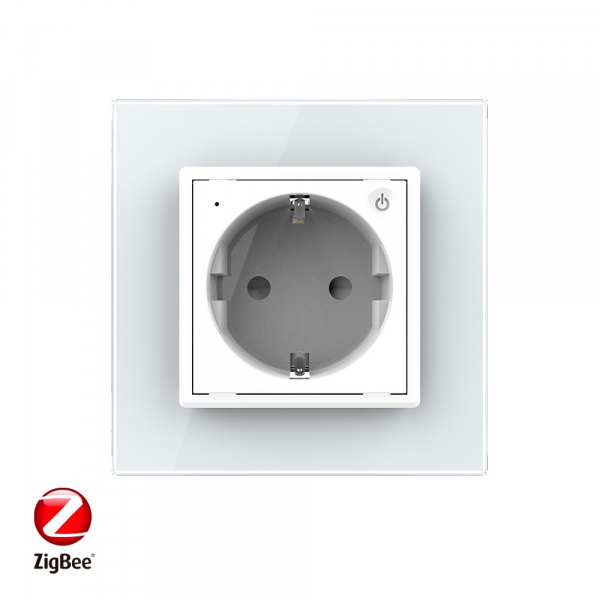 Розетка электрическая ZigBee (Wi-Fi) с заземлением защитными шторками 16A Livolo 1 пост Белая