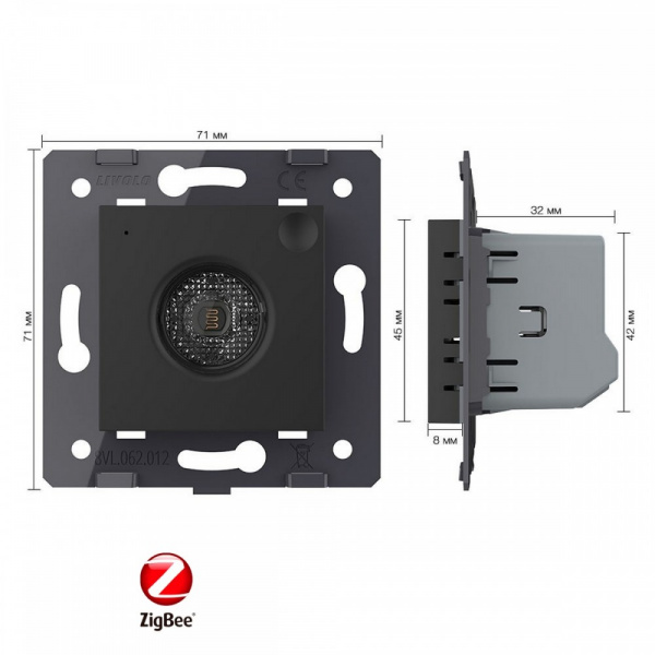 Датчик шума и освещенности ZigBee Livolo, цвет черный (механизм) VL-FCJZ-2BP