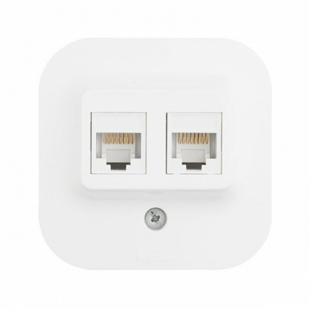 Розетка компьютерная двойная 2XRJ45 UTP кат.5е Белый. Legrand Quteo