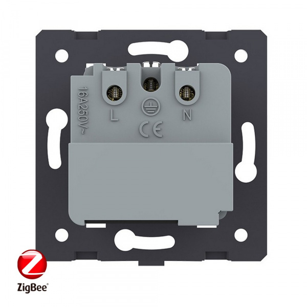 Розетка электрическая ZigBee (Wi-Fi) с заземлением защитными шторками 16A Livolo, цвет золотой (механизм)