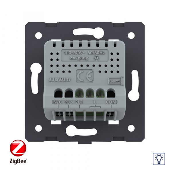 Одноклавишный проходной сенсорный диммер Livolo ZigBee, цвет белый (механизм) VL-FC1SDZ-2WP
