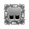 Розетка двойная компьютерная RJ45 UTP Алюминий. Legrand Etika