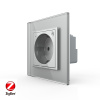 Розетка электрическая ZigBee (Wi-Fi) с заземлением защитными шторками 16A Livolo 1 пост Серая