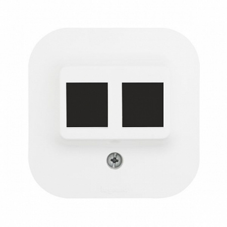 Адаптер для 1 или 2 розеток RJ45 Keystone. Белый. Legrand Quteo
