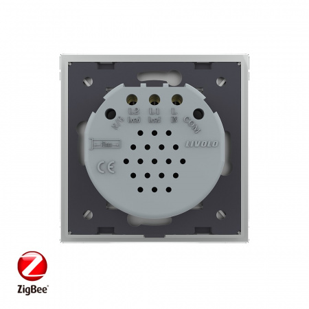 Сенсорный выключатель Livolo ZigBee (Wi-Fi) 2 клавиши 1 пост Серый
