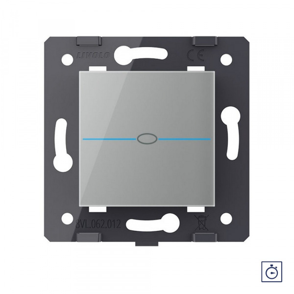 Одноклавишный сенсорный выключатель с таймером Livolo Quadro, цвет серый (механизм)