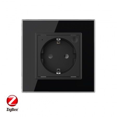 Розетка электрическая ZigBee (Wi-Fi) с заземлением защитными шторками 16A Livolo 1 пост Черная