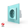 Розетка электрическая ZigBee (Wi-Fi) с заземлением защитными шторками 16A Livolo 1 пост Зеленая