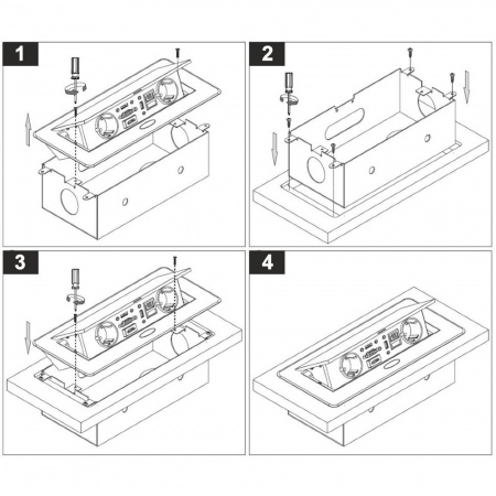 Розетка горизонтальная выдвижная 2 Euro 16A, USB type A+C с блоком 18W RocketSocket, цвет черный