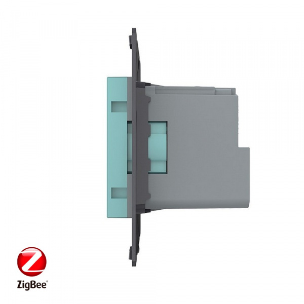 Розетка электрическая ZigBee (Wi-Fi) с заземлением защитными шторками 16A Livolo, цвет зеленый (механизм)