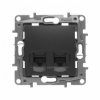 Розетка двойная компьютерная RJ45 UTP Антрацит. Legrand Etika