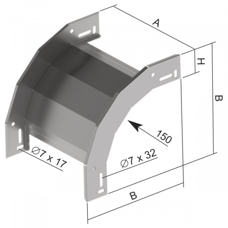 Поворот вертикальный внешний 90° NKO 90X50X62_F