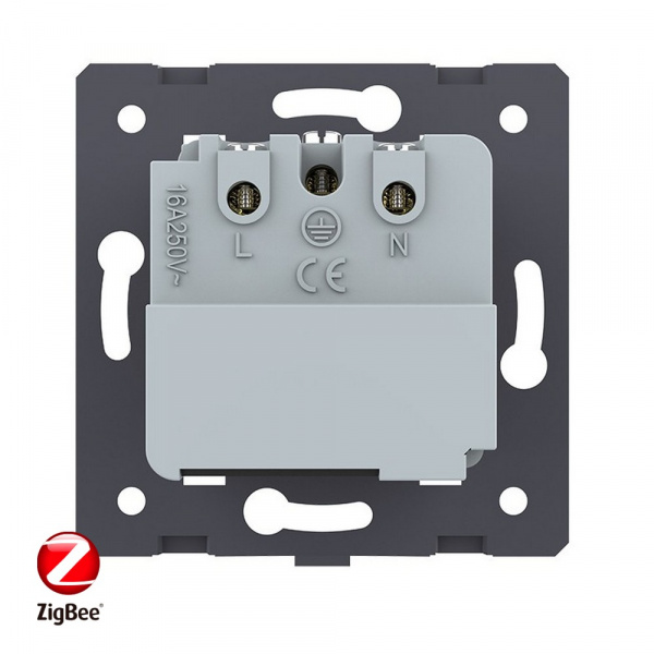 Розетка электрическая ZigBee (Wi-Fi) с заземлением защитными шторками 16A Livolo, цвет синий (механизм)