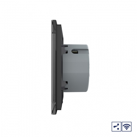 Сенсорный проходной радиоуправляемый выключатель Livolo 2 клавиши 1 пост Черный
