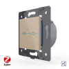 Двухклавишный проходной сенсорный выключатель Livolo ZigBee Quadro, цвет золотой (механизм)