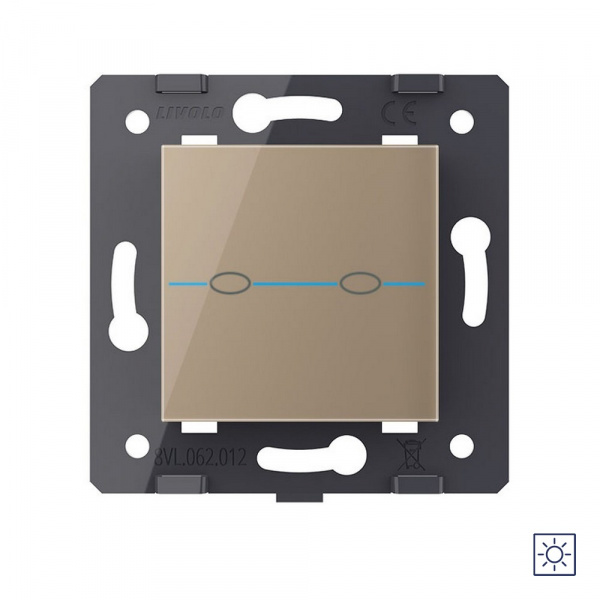 Выключатель LIVOLO Quadro 2 клавиши сухой контакт Золотой (механизм)