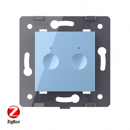 Двухклавишный сенсорный выключатель Livolo ZigBee Module, цвет синий (механизм)