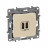Зарядное устройство с двумя USB-разьемами 240В/5В 2,4А Слоновая кость. Legrand Etika