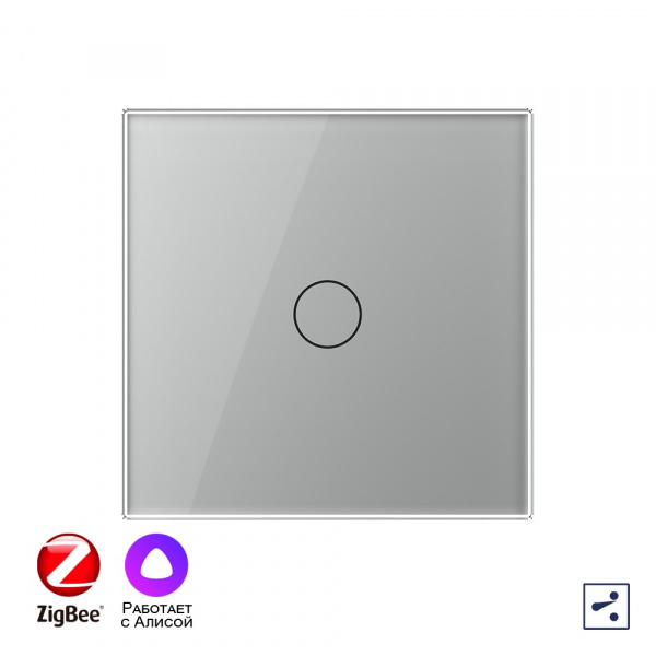 Одноклавишный проходной умный сенсорный выключатель Livolo ZigBee, 1 пост, Серый VL-C701SZ-2IG