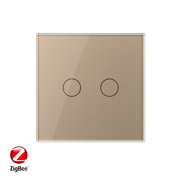 Сенсорный выключатель Livolo ZigBee (Wi-Fi) 2 клавиши 1 пост Золотой