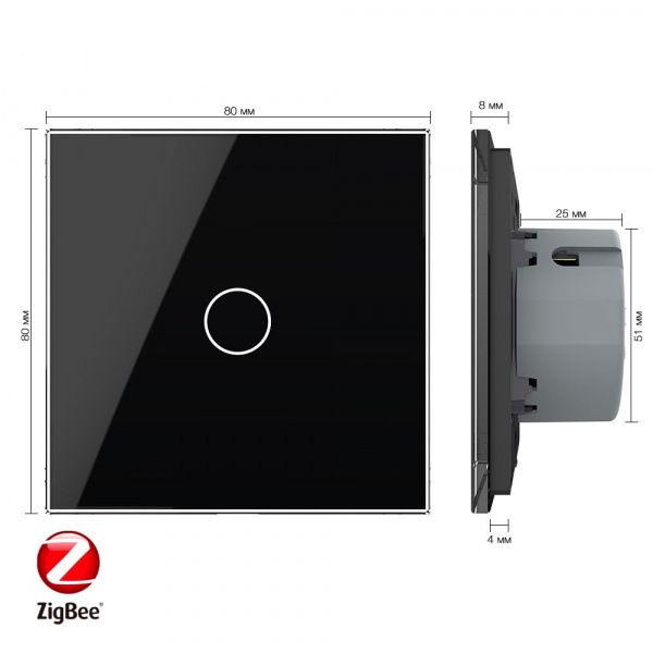 Сенсорный выключатель Livolo ZigBee (Wi-Fi) 1 клавиша 1 пост Черный