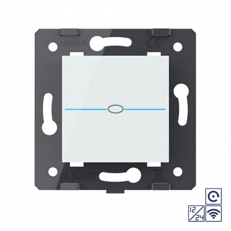 Одноклавишная сенсорная кнопка Livolo Quadro 12/24В с функцией радиоуправления, цвет белый (механизм)