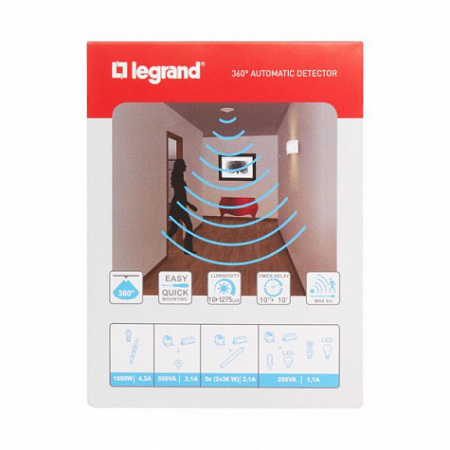 Датчик движения PIR потолочный 360° IP41, блистер Lighting Management. Legrand