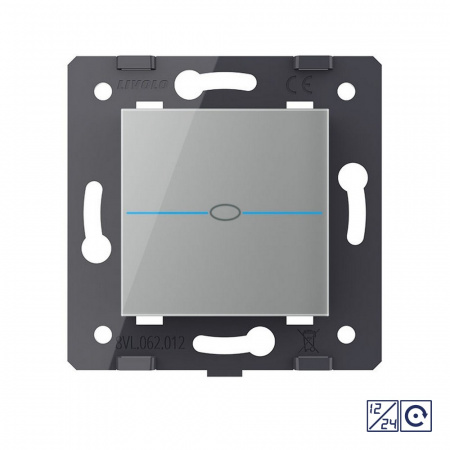 Одноклавишная сенсорная кнопка Livolo Quadro 12/24В, цвет серый (механизм)