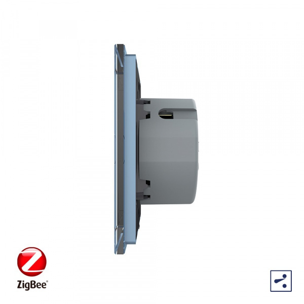 Сенсорный проходной выключатель Livolo ZigBee (Wi-Fi) 2 клавиши 1 пост Синий