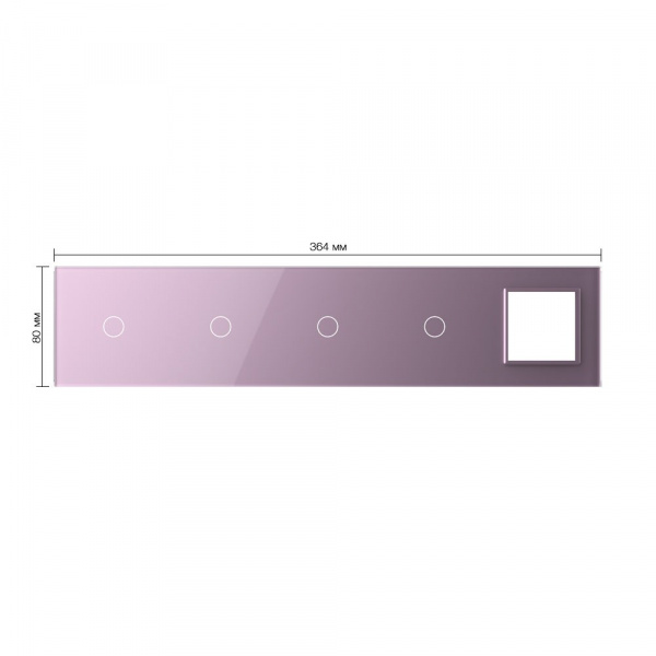 Панель для 4-х сенсорных выключателей и розетки Livolo, 4 клавиши (1+1+1+1), цвет розовый, стекло