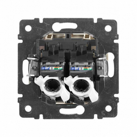 Розетка двойная компьютерная RJ45 UTP кат.5e на захватах Слоновая кость. Legrand Valena