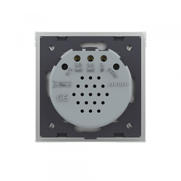 Сенсорный выключатель Livolo Quadro 2 клавиши 1 пост Серый VL-Q702-15