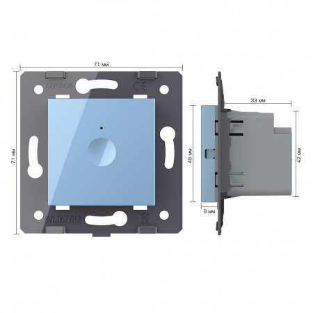 Одноклавишный сенсорный выключатель Livolo Module, цвет синий (механизм)