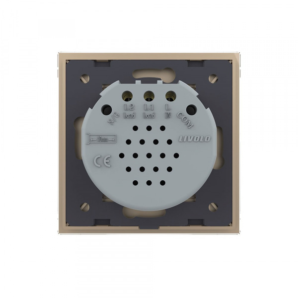 Сенсорный выключатель Livolo Quadro 2 клавиши 1 пост Золотой VL-Q702-13