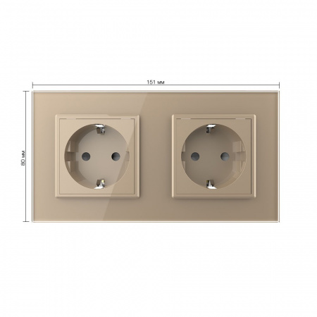 Розетка электрическая двойная 220В LIVOLO золотая VL-C7C2EU-13