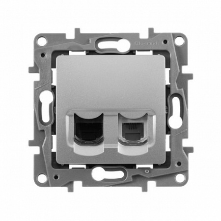 Розетка телефон/интернет RJ11/RJ45 UTP кат.5 Алюминий. Legrand. Etika