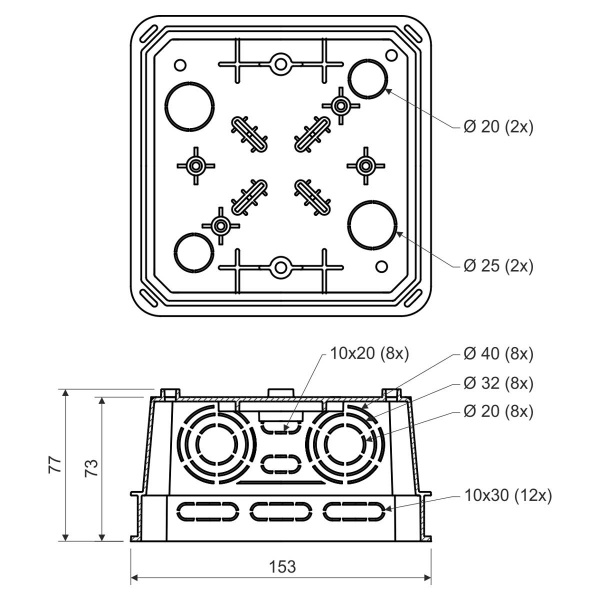 коробка с крышкой V 125/1 KO 125 E_KA