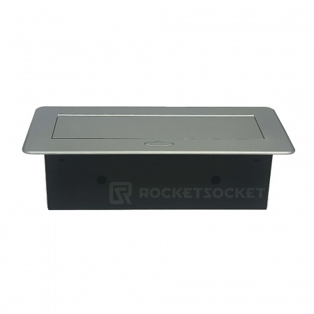 Розетка горизонтальная выдвижная 2 Euro 16A, USB type A+C с блоком 18W RocketSocket, цвет серый