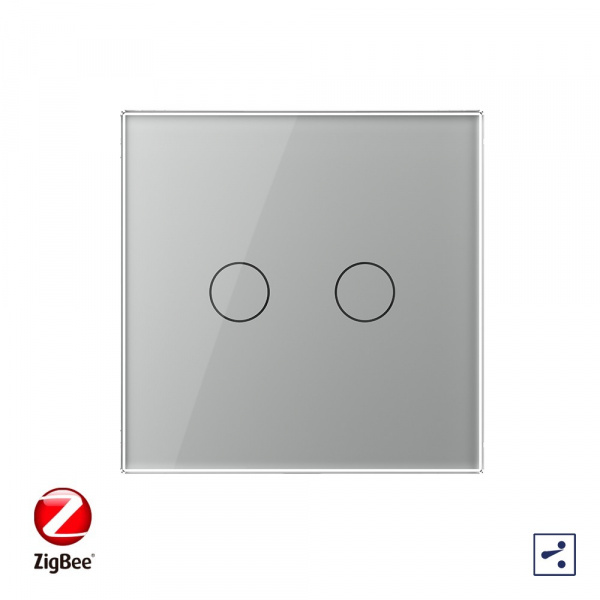 Сенсорный проходной выключатель Livolo ZigBee (Wi-Fi) 2 клавиши 1 пост Серый