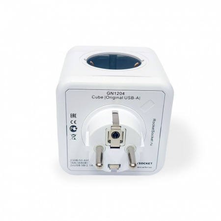 Разветвитель Cube Original 5 Euro 16A RocketSocket, GN1203 цвет белый-серый