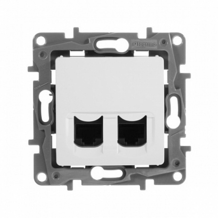 Розетка двойная компьютерная RJ45 UTP Белый. Legrand Etika