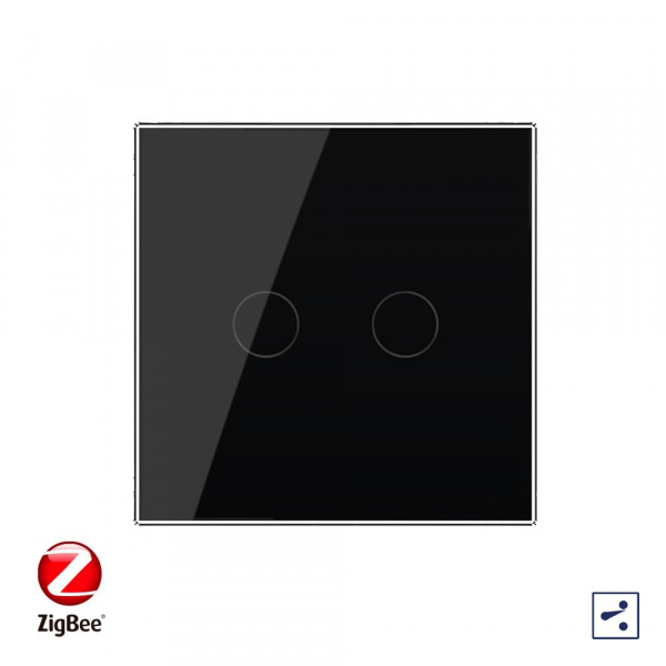 Сенсорный проходной выключатель Livolo ZigBee (Wi-Fi) 2 клавиши 1 пост Черный