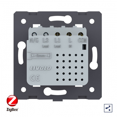 Одноклавишный проходной сенсорный выключатель Livolo ZigBee Module, цвет белый (механизм)