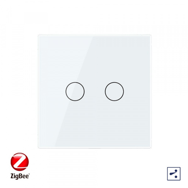 Сенсорный проходной выключатель Livolo ZigBee (Wi-Fi) 2 клавиши 1 пост Белый