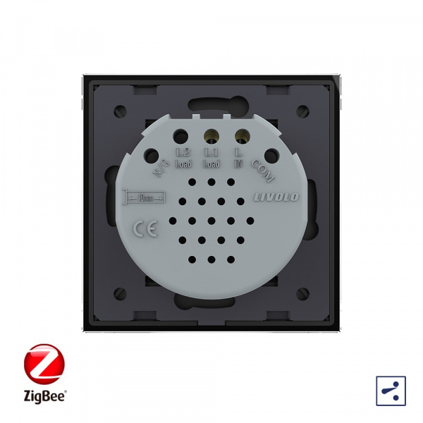 Сенсорный проходной выключатель Livolo ZigBee (Wi-Fi) 1 клавиша 1 пост Черный