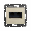 Розетка двойная компьютерная RJ45 UTP кат.5e на захватах Слоновая кость. Legrand Valena