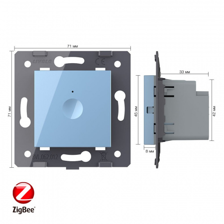 Одноклавишный сенсорный выключатель Livolo ZigBee Module, цвет синий (механизм)