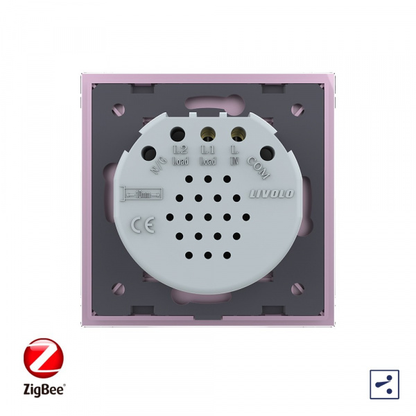 Сенсорный проходной выключатель Livolo ZigBee (Wi-Fi) 1 клавиша 1 пост Розовый